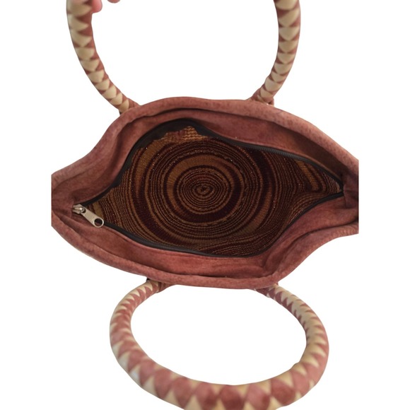 Vintage Sidal Woven Straw Tote Bag with Round Wrapped Handles Boho Purse Zip Top - Picture 3 of 8